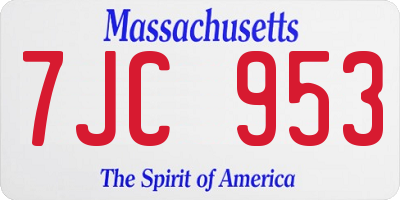 MA license plate 7JC953