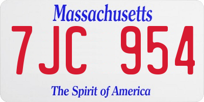 MA license plate 7JC954