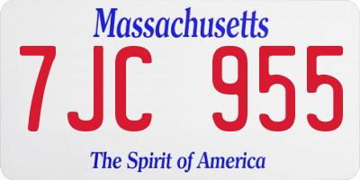 MA license plate 7JC955