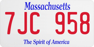 MA license plate 7JC958