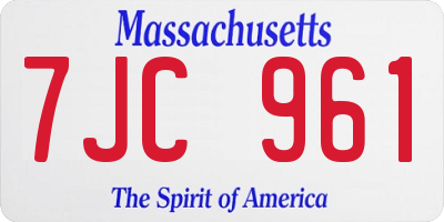 MA license plate 7JC961