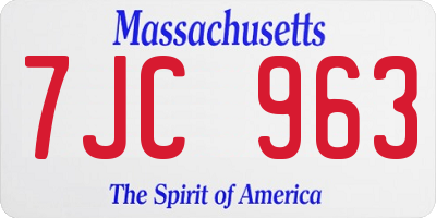 MA license plate 7JC963