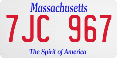 MA license plate 7JC967