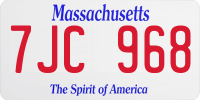 MA license plate 7JC968