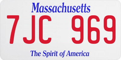 MA license plate 7JC969