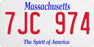 MA license plate 7JC974