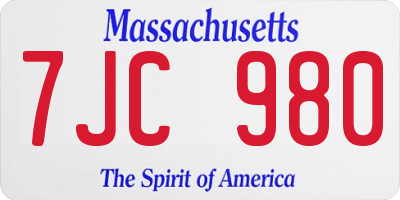 MA license plate 7JC980