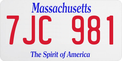 MA license plate 7JC981