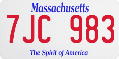 MA license plate 7JC983