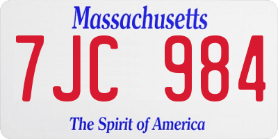 MA license plate 7JC984