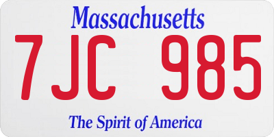 MA license plate 7JC985