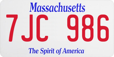 MA license plate 7JC986