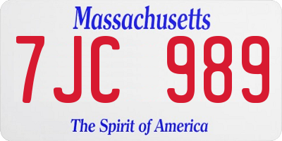 MA license plate 7JC989