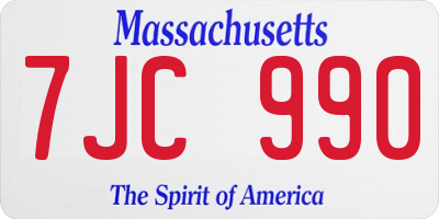 MA license plate 7JC990