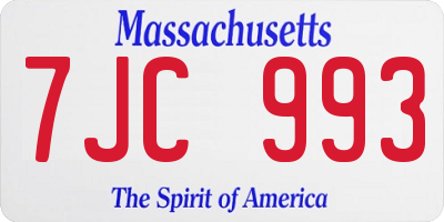 MA license plate 7JC993