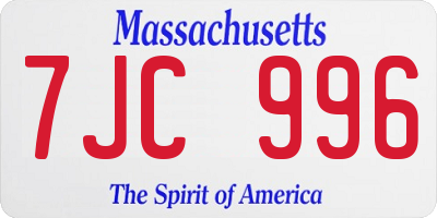 MA license plate 7JC996