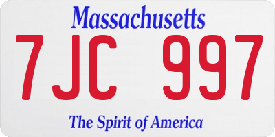 MA license plate 7JC997