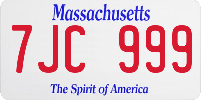 MA license plate 7JC999
