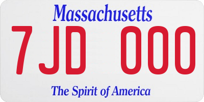 MA license plate 7JD000