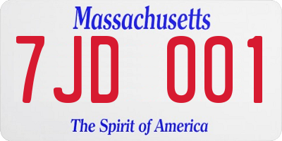 MA license plate 7JD001