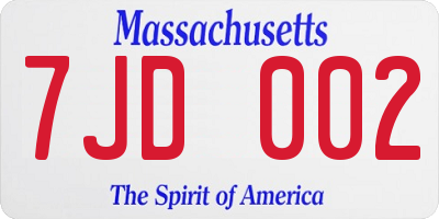 MA license plate 7JD002