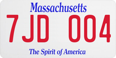 MA license plate 7JD004