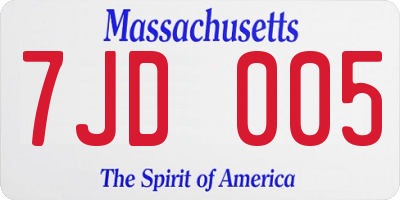 MA license plate 7JD005