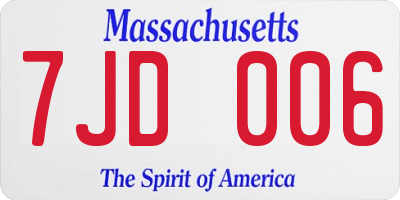 MA license plate 7JD006
