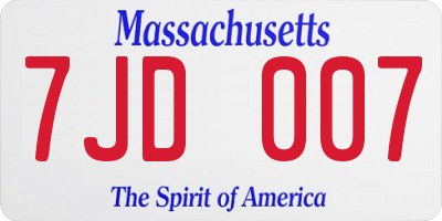 MA license plate 7JD007