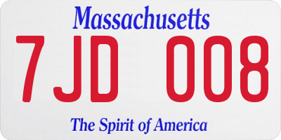 MA license plate 7JD008