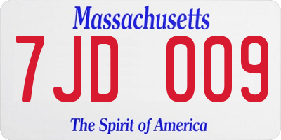 MA license plate 7JD009