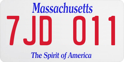 MA license plate 7JD011
