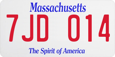 MA license plate 7JD014