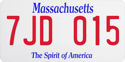 MA license plate 7JD015