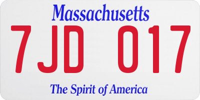 MA license plate 7JD017