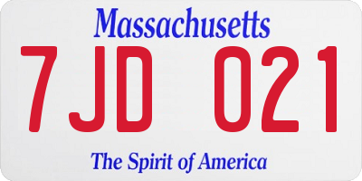 MA license plate 7JD021