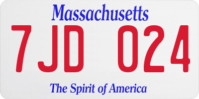 MA license plate 7JD024