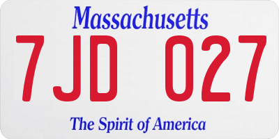 MA license plate 7JD027