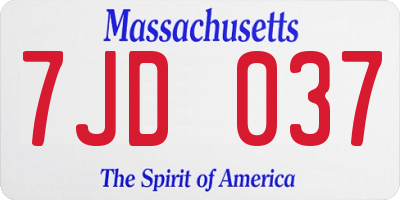 MA license plate 7JD037