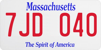 MA license plate 7JD040