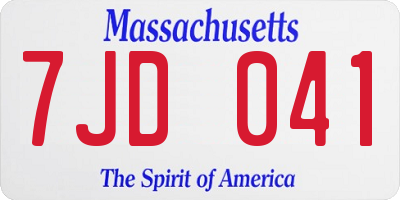 MA license plate 7JD041