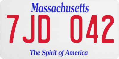 MA license plate 7JD042