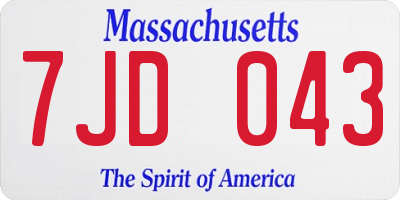 MA license plate 7JD043