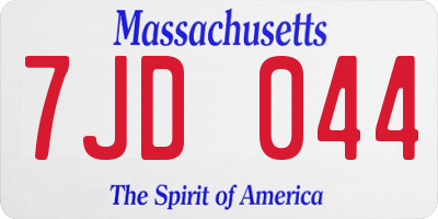 MA license plate 7JD044
