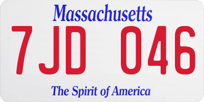 MA license plate 7JD046