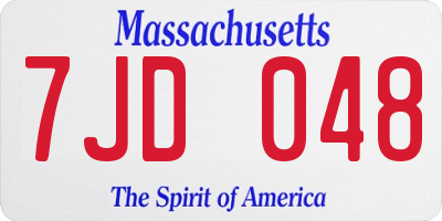 MA license plate 7JD048