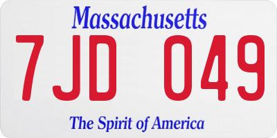 MA license plate 7JD049