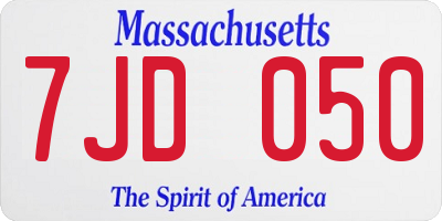MA license plate 7JD050