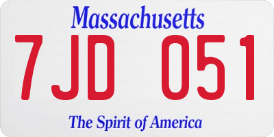MA license plate 7JD051