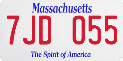 MA license plate 7JD055